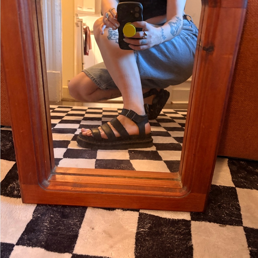 Dr. Martens Black Platform Sandals with Buckle Straps